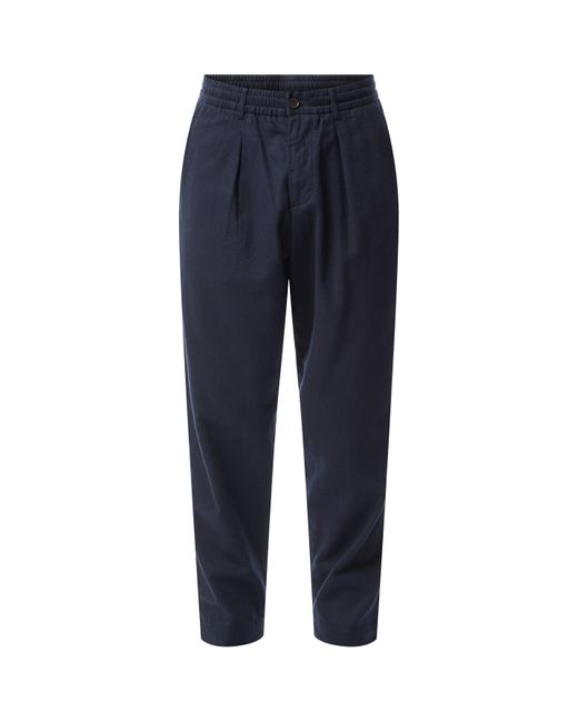 Universal Works Blue Men's Brushed Moleskin Pleated Track Trouser for men