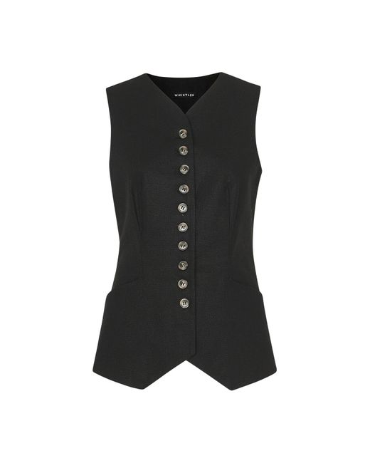 Whistles Black Women's Lindsey Linen Blend Waistcoat