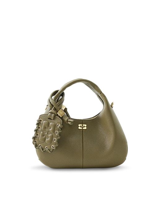 Ganni Green Hobo Mini Tote Bag