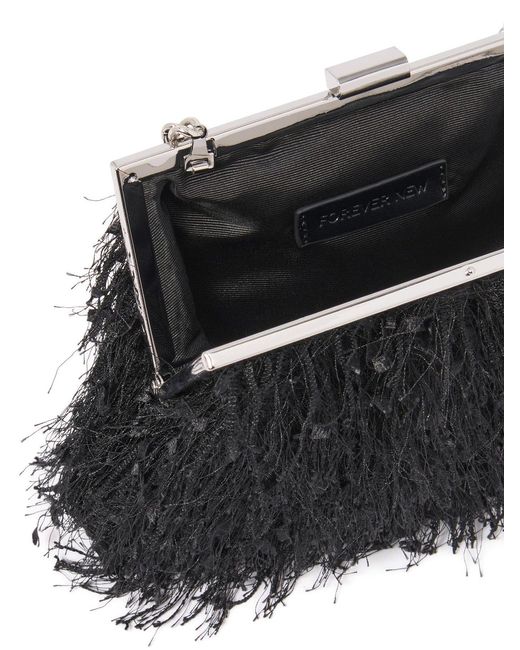 Forever New Black Signature Francis Fluffy Frame Clutch Bag