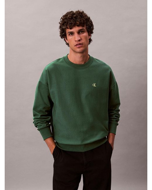 Calvin Klein Green Premium Fleece Relaxed Sweatshirt for men