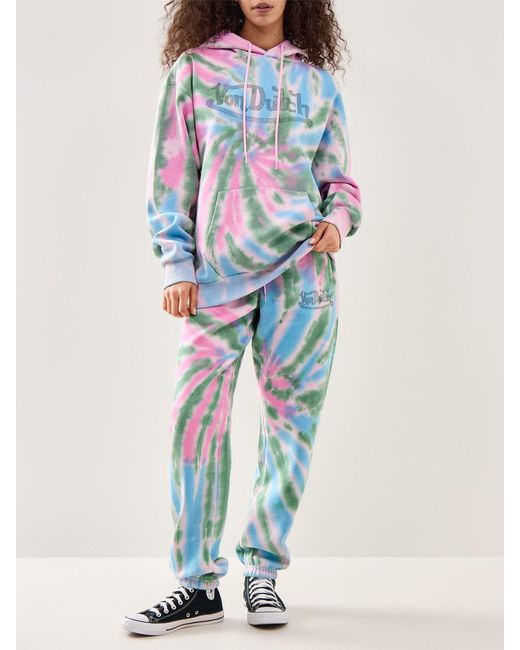 Von Dutch Blue Tie-Dye Long-Sleeve Logo Hoodie Multi