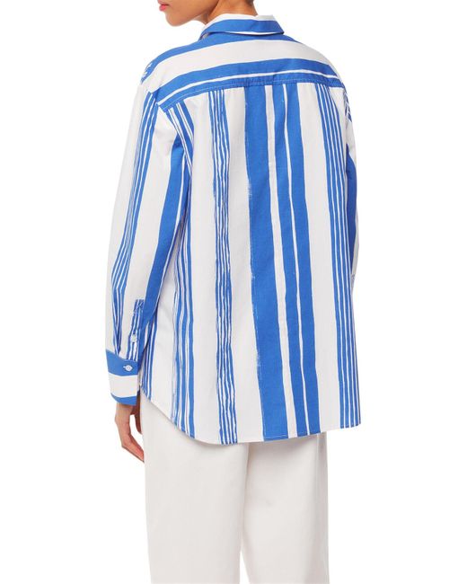Whistles Blue Women's Painted Stripe Oversized Shirt