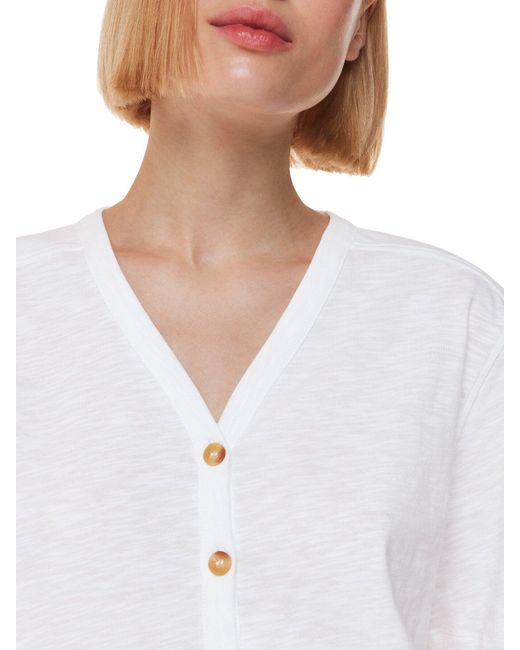Whistles White Ella V Neck Button Through Tee