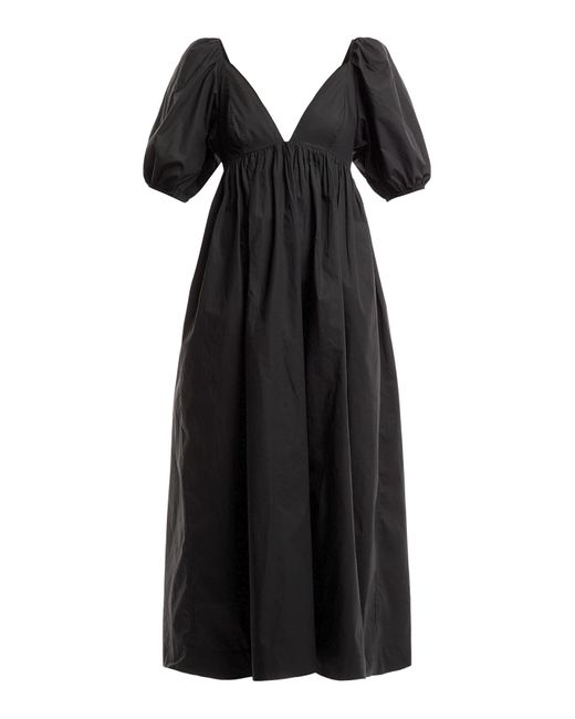 Ganni Black Women's Cotton Poplin Long Dress
