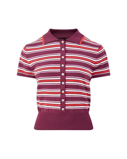 Nobody's Child Red Waisted Polo Knit Top, Viscose