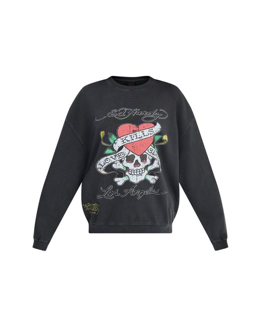Ed Hardy Black Love Kill Slowly Crew Sweatshirt