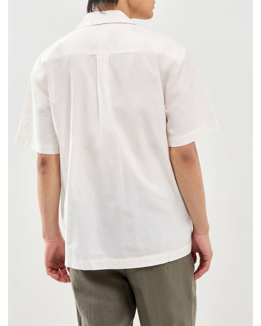 SELECTED White Jax Broderie Short Sleeve Shirt Cream for men
