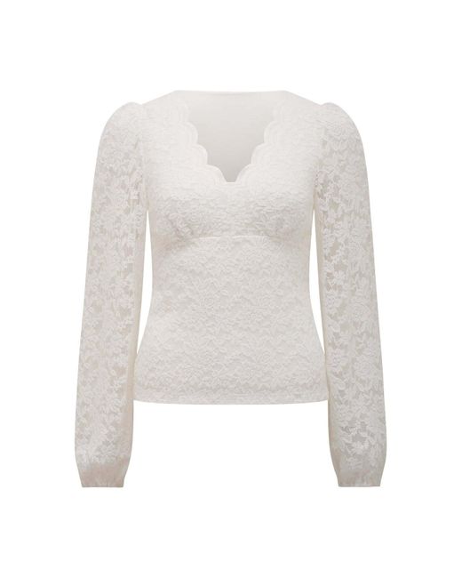 Forever New White Yianna Lace Long Sleeves Top