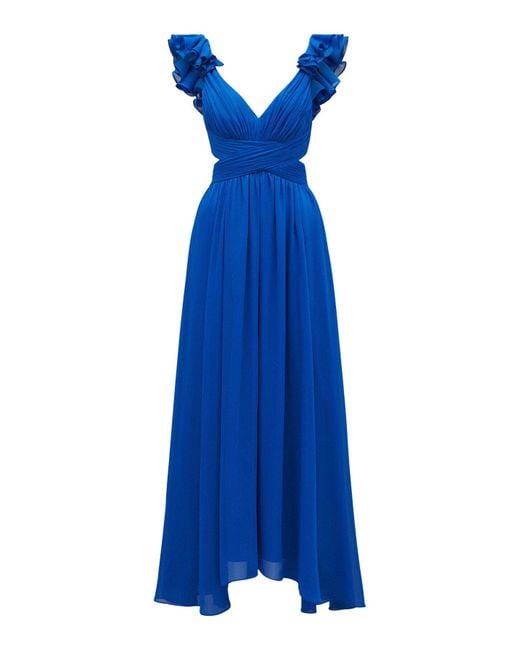 Forever New Blue Women's Selena Ruffle Shoulder Maxi Dress