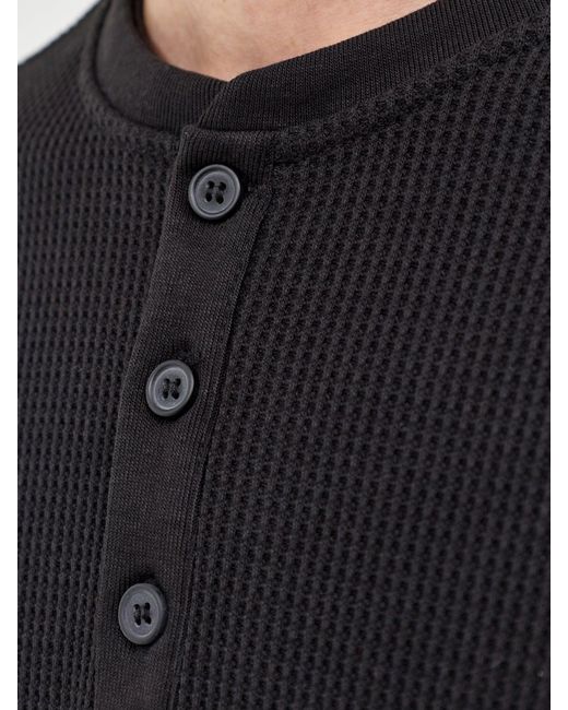 Only & Sons Black Stobie Long Sleeve Henley T-Shirt for men