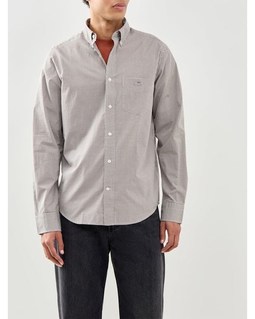 Gant Gray Classic Poplin Gingham Shirt for men