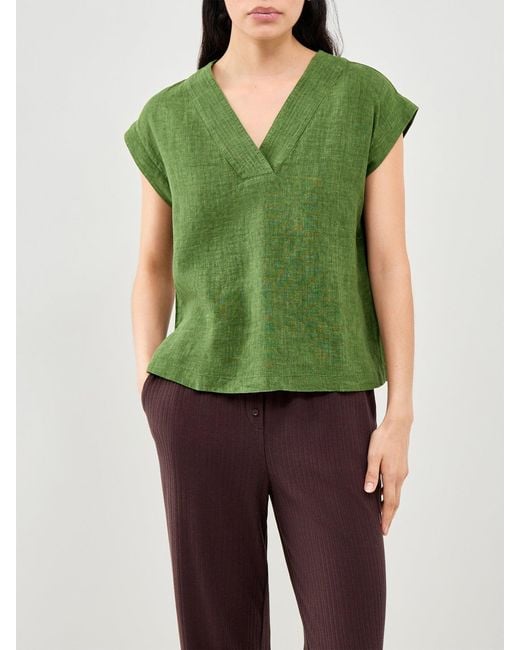 Eileen Fisher Green V-Neck Top