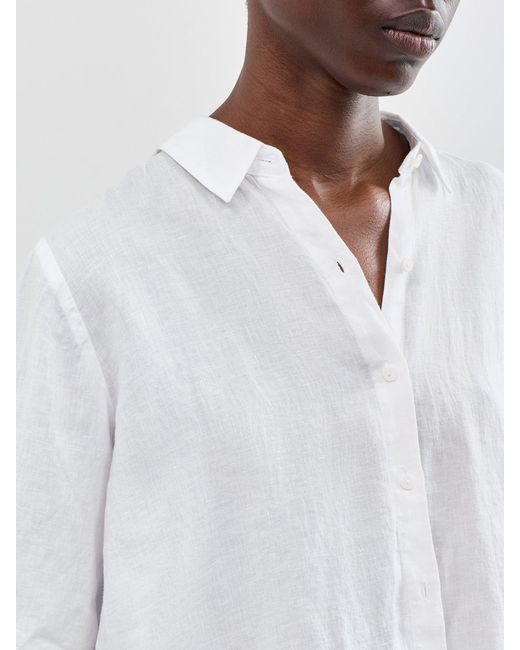 Eileen Fisher White Classic Collar Short Sleeve Shirt