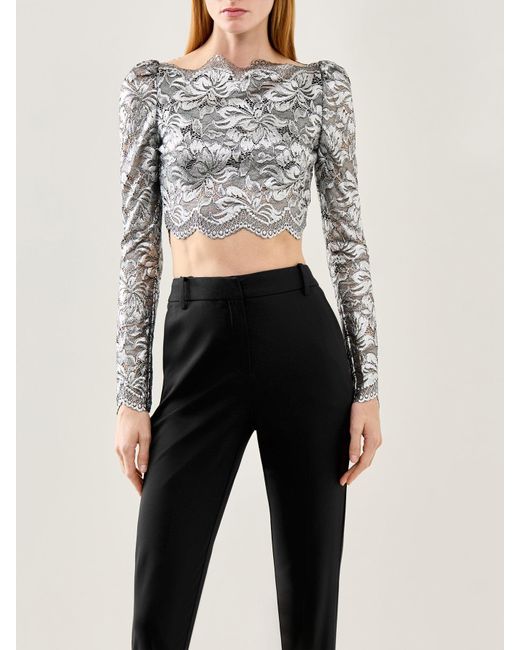 Rabanne Gray Haut Stretch Lace Top Off Shoulder