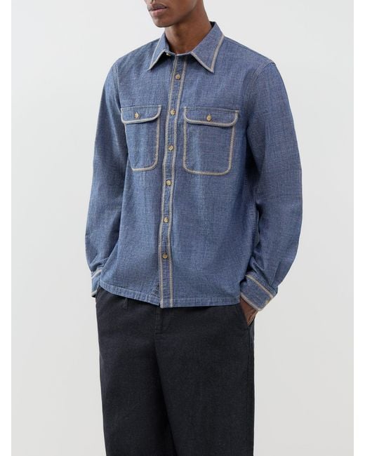 Paul Smith Blue Chambray Western Shirt for men