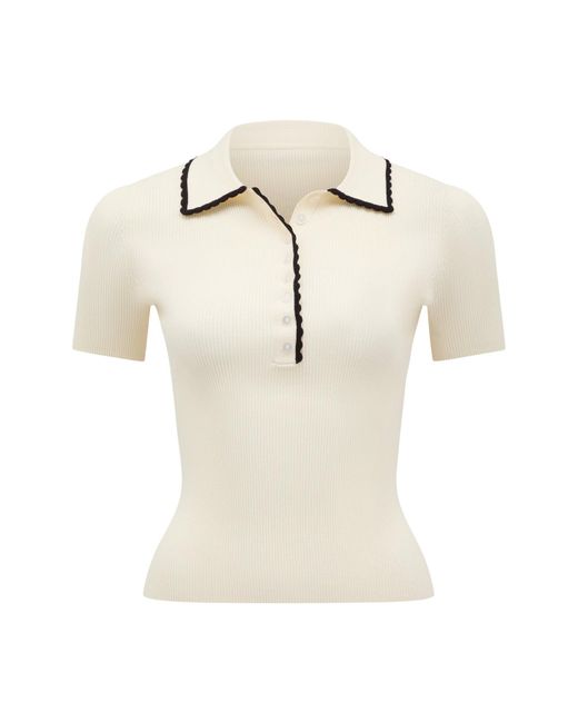 Forever New Natural Reagan Contrast Trim Polo Neck Top