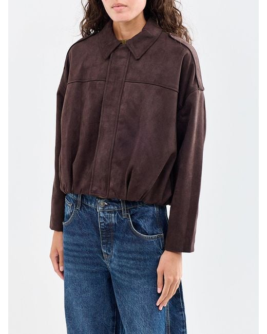 ONLY Brown Faux Suede Bomber Jacket