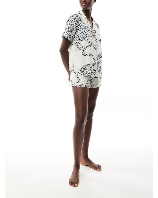 Desmond & Dempsey White Jag Short Sleeve Set