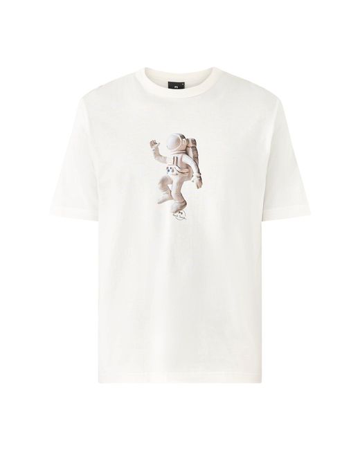 Paul Smith White Astronaut Graphic T-Shirt for men