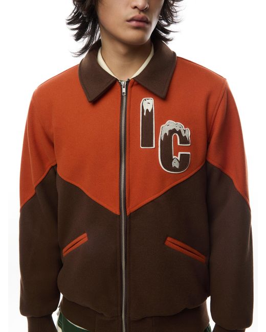 ICECREAM Red Panelled Varsity Jacket for men