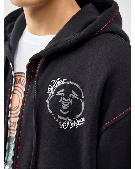 True Religion Blue Big T Zip Through Hoodie for men