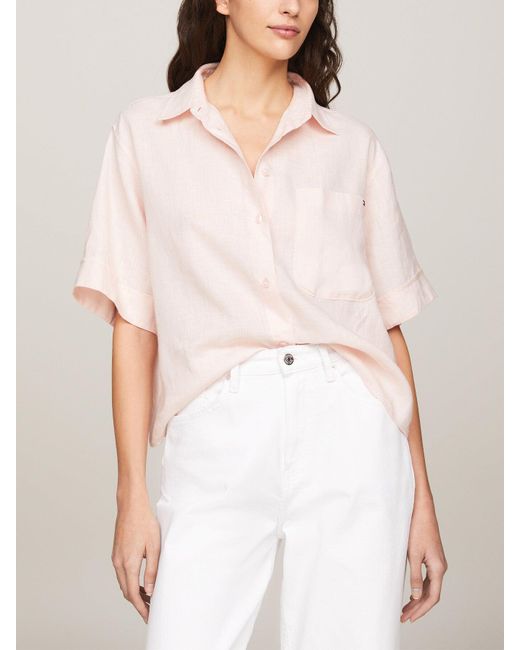 Tommy Hilfiger Pink Relaxed Fit Short Sleeve Shirt