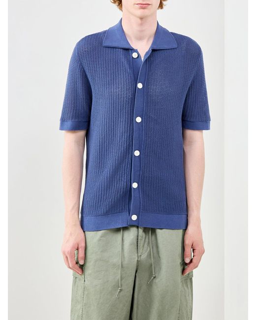 SELECTED Blue Shane Open Structure Polo Cardigan for men