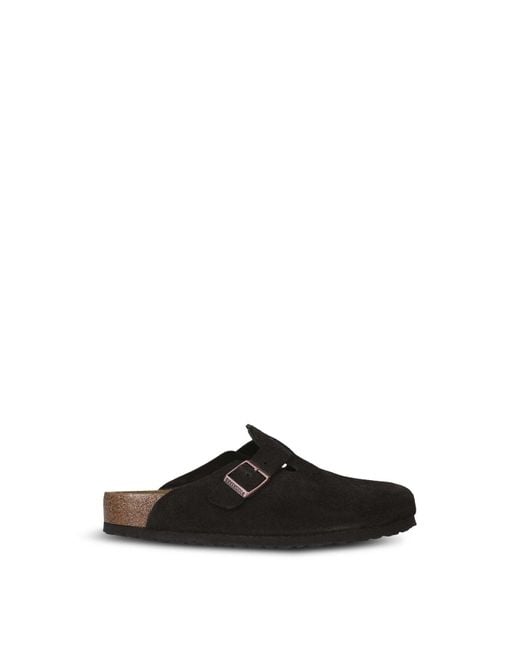 Birkenstock Black Boston Buckle Nubuck Leather Clogs Dark for men
