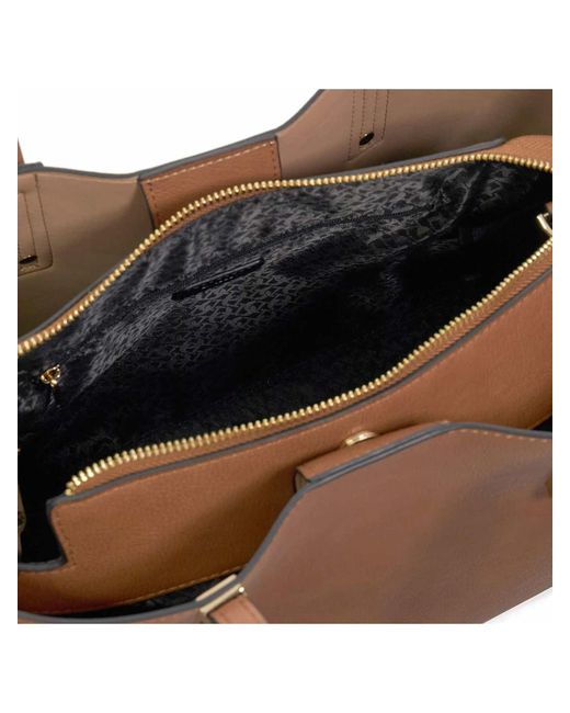 Dune Brown Structured Shoulder Bag