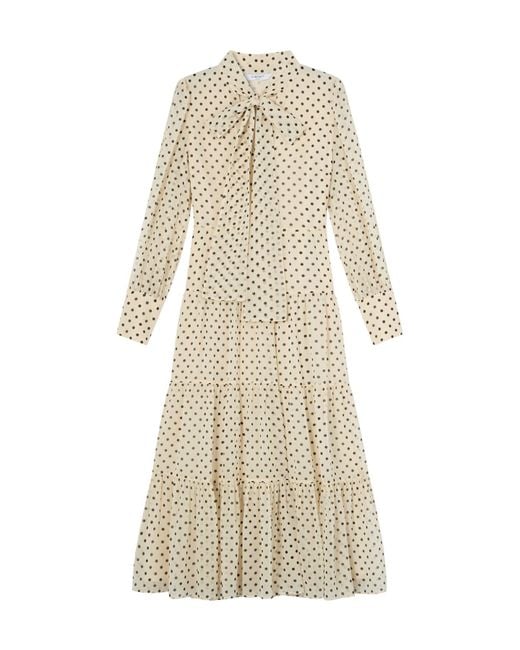 L.K.Bennett Natural Polly Birch & Tie Neck Ls Georgette Dress
