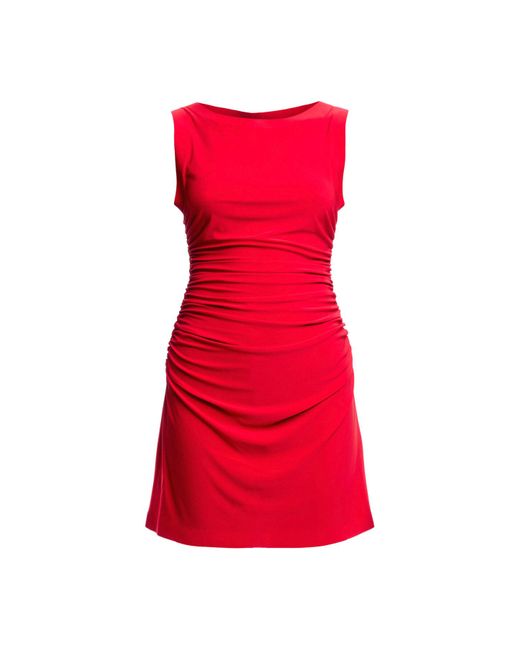 Norma Kamali Red Women's Sleveless Shir Waist Mini Dess