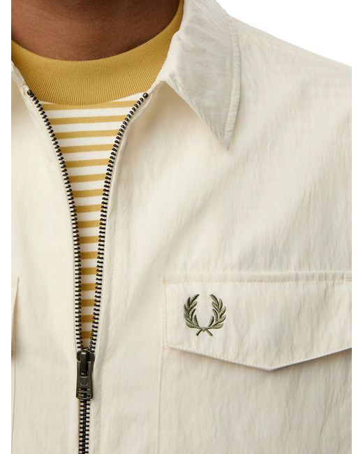 Fred Perry White Zip Through Overshirt for men