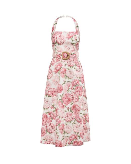 Forever New Pink Blossom Halter Neck Midi Dress