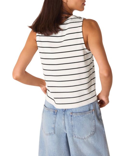 Whistles White Stripe Button Front Tank