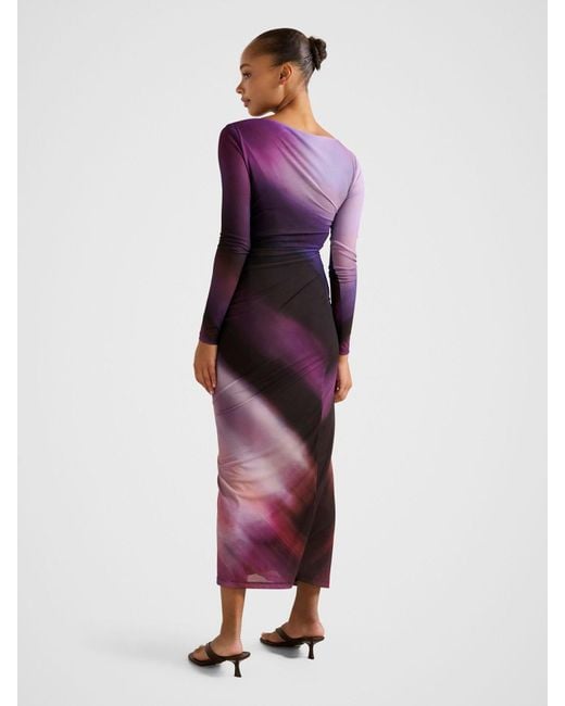 Forever New Purple Stephanie Long Sleeved Midi Dress