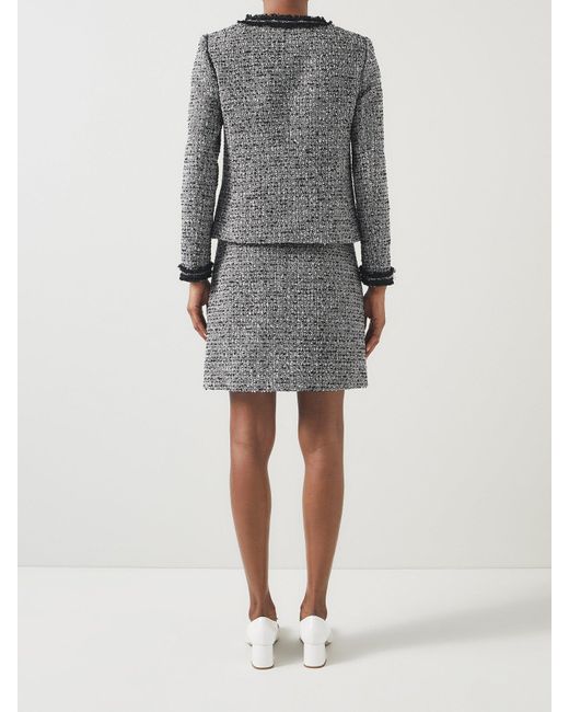 L.K.Bennett Gray Women's Charlie & Ivory Tweed & Trim Jacket