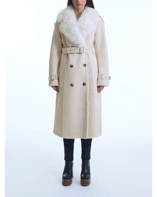 James Lakeland White Faux Fur Suede Coat