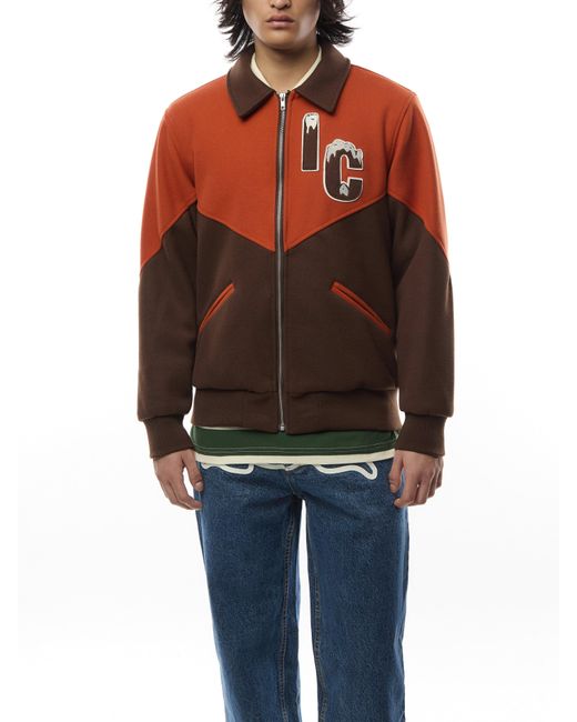 ICECREAM Red Panelled Varsity Jacket for men