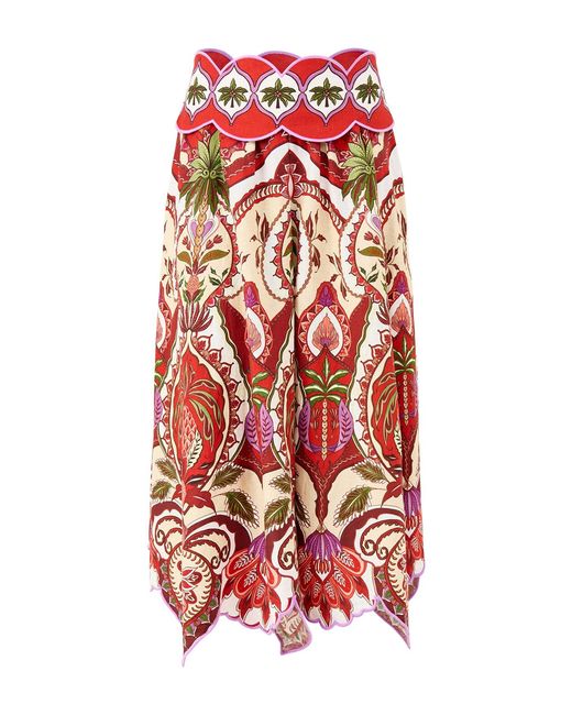 Farm Rio White Odara Scallop Midi Skirt