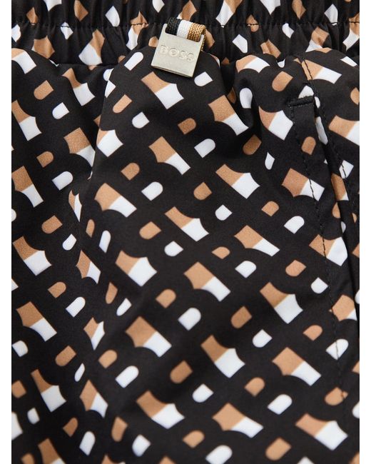 Boss White Manu Corp Monogram Swim Shorts for men