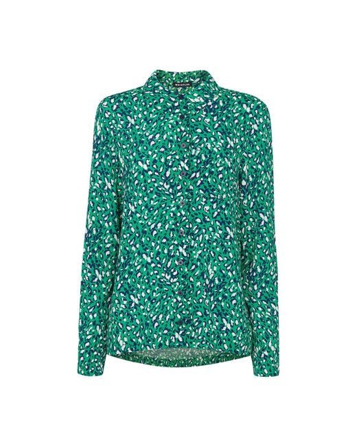 Whistles Green Women's Flowing Leopard Print Shirt