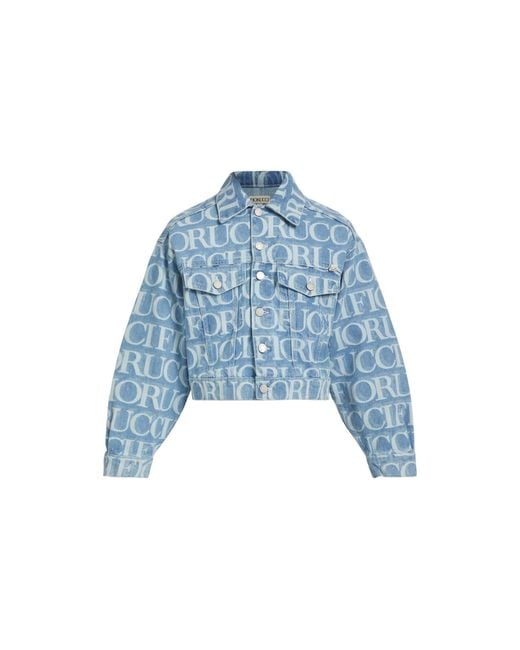 Fiorucci Blue Laser Monogram Denim Jacket