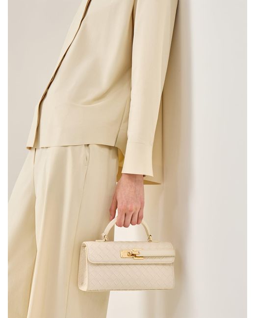 JW PEI Natural Keyla Weave Top Handle Bag