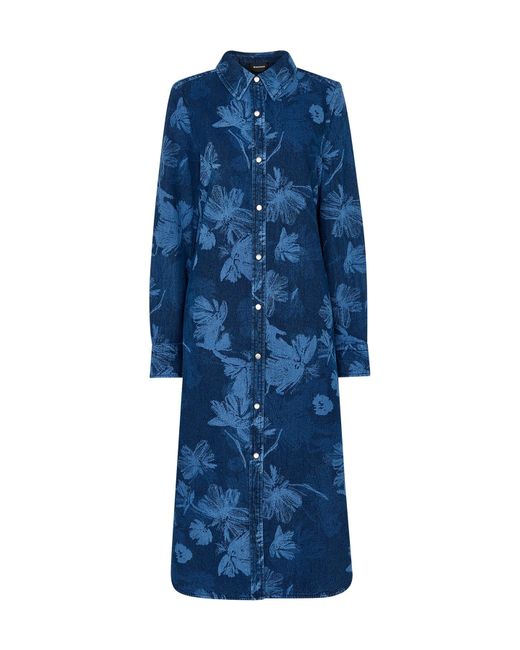 Whistles Blue Chalk Print Shirt Dress