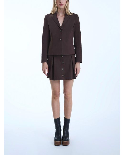 James Lakeland Brown Pin Tuck Button Skirt