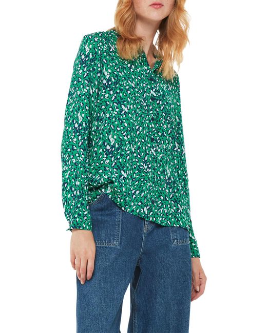 Whistles Green Women's Flowing Leopard Print Shirt