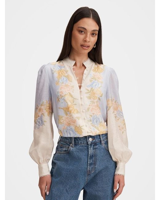 Forever New White Emma Trimmed Blouse