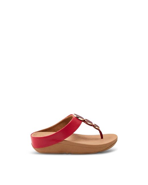 Fitflop Red Halo Bead-Circle Toe-Post Sandals