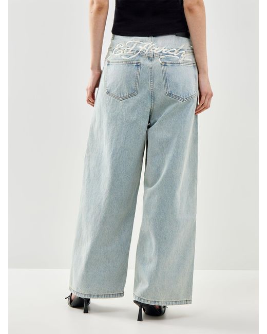 Ed Hardy Blue Antique Butterfly Baggy Jeans